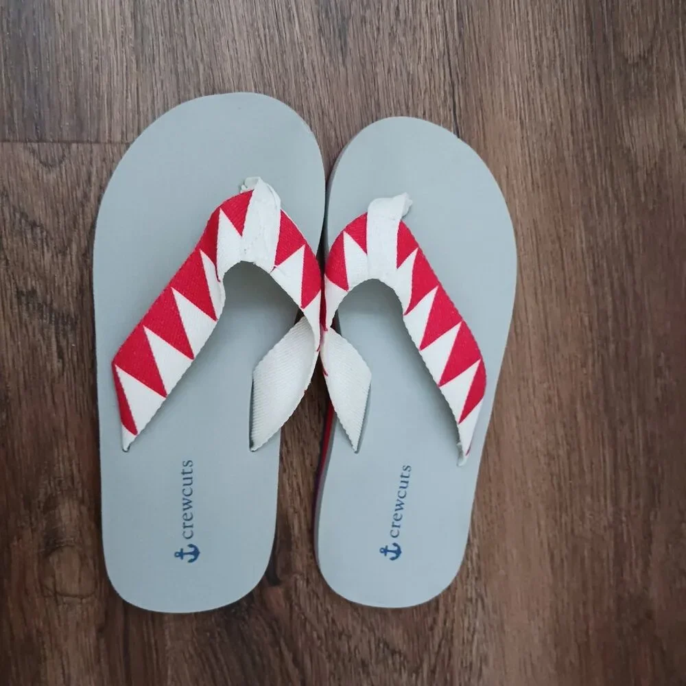 J Crew Crewcuts‎ Boys Size 1 Flip Flops Red White Blue Patriotic